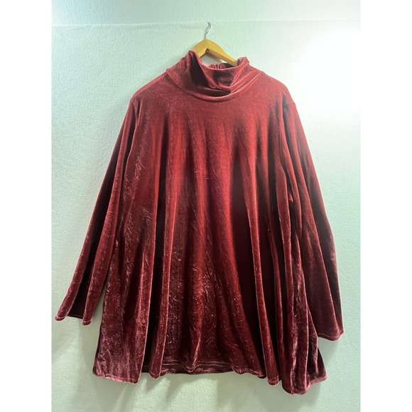 Soft Surroundings Tops - Soft Surroundings Velvet Tunic Mock Neck Women's 2XL Whimsy Maroon